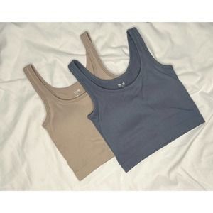 Pro-Fit Sports Bras, Small, Blue & Tan/Beige